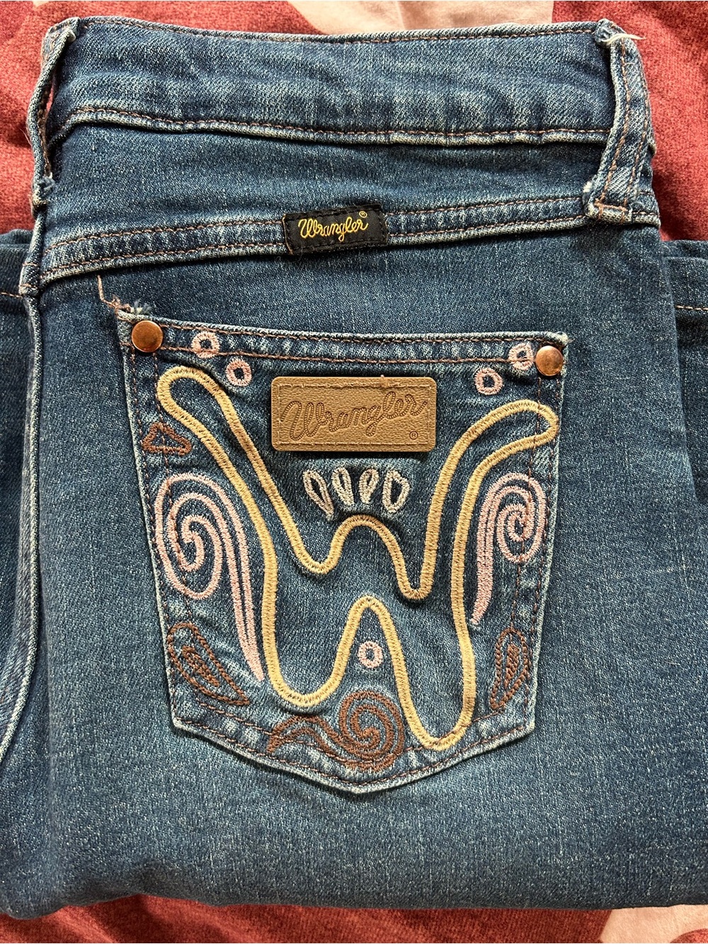 Wrangler Laney Wilson Women's (youth 16 slim) Blue Embroidered Denim Jeans